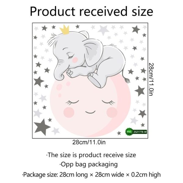 ZSZ1778 Luminous Smiling Baby Elephant Wall Stickers Background Wall Bedroom Stickers, Specification: 28x28cm - Image 3