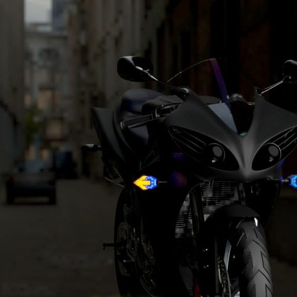 1 Pair LED Motorcycle Arrow Double Color Turn Signal 12V Glare Warning Light (Blue) - Image 7
