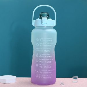 2L Large-Capacity Sports Water Cup Outdoor Drop-Proof Portable Straw Water Bottle (Blue Purple Gradient)