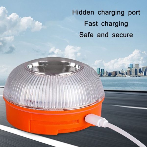 V16 Car LED White Emergency Warning Light Strong Magnetic Induction Flashing Light - Image 4