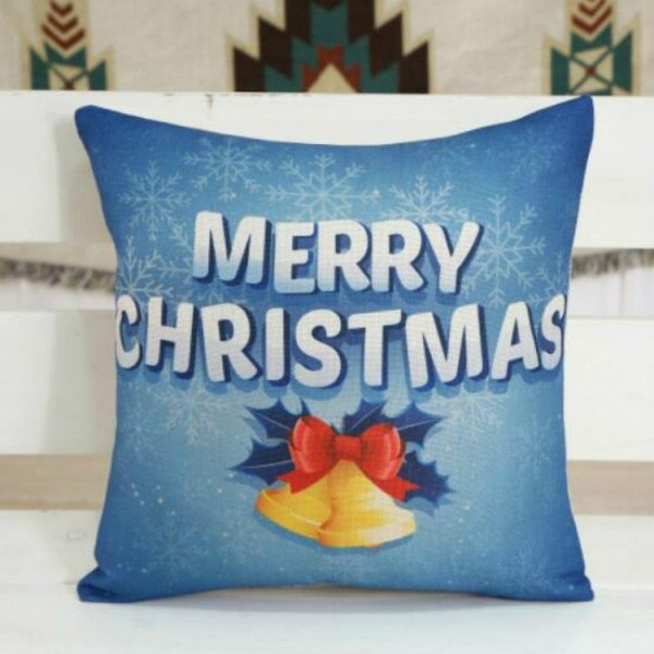 45x45cm Merry Christmas Home Cartoon Decorative Pillows Case Cover Cushion Home Decor Without Core (Yellow Bottom Merry Christmas) - Image 2