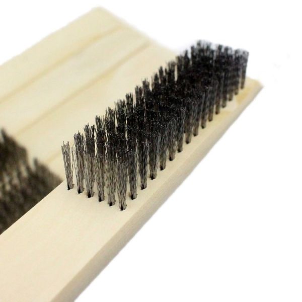 Stainless Steel Wire Brush With Wooden Handle Metal Surface Paint And Rust Cleaning Brush (6-row) - Image 3