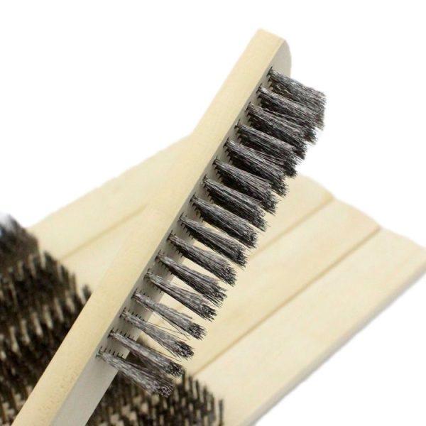 Stainless Steel Wire Brush With Wooden Handle Metal Surface Paint And Rust Cleaning Brush (6-row) - Image 4
