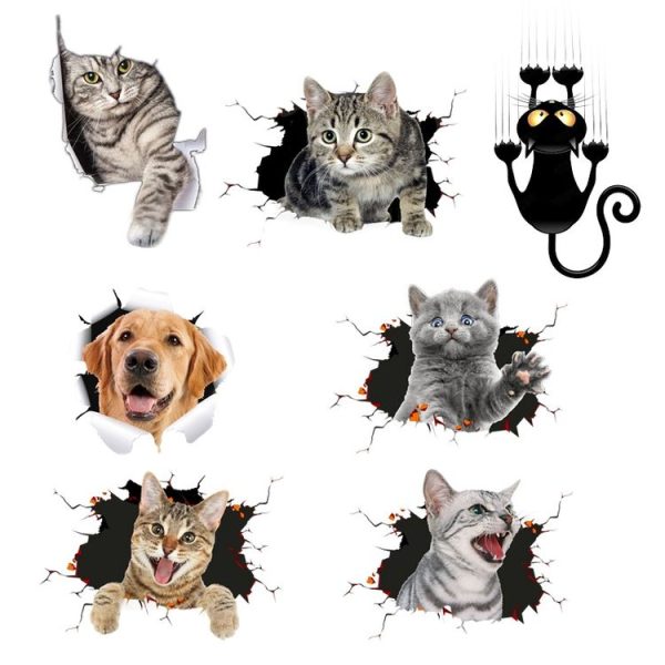 4 PCS 3D Simulation Animal Personality Car Stickers Glass Car Door Scratches Decorative Occlusion Stickers (Cat Style 2) - Image 3