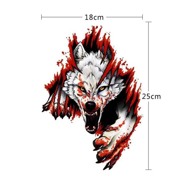 3D Realistic Wolf Head Hood Door Car Body Decoration Stickers Scratches Cover Waterproof Car Stickers (Wolf Head Left) - Image 2
