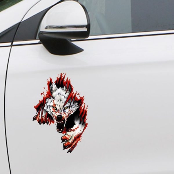 3D Realistic Wolf Head Hood Door Car Body Decoration Stickers Scratches Cover Waterproof Car Stickers (Wolf Head Left) - Image 3
