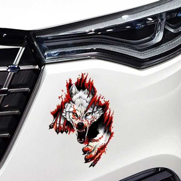 3D Realistic Wolf Head Hood Door Car Body Decoration Stickers Scratches Cover Waterproof Car Stickers (Wolf Head Left) - Image 4