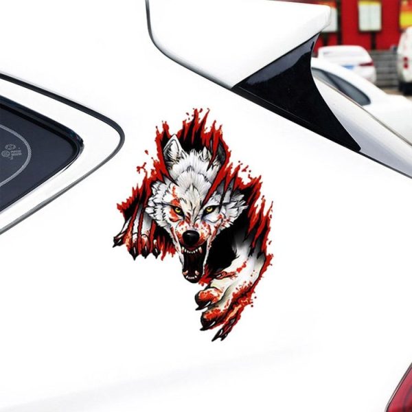 3D Realistic Wolf Head Hood Door Car Body Decoration Stickers Scratches Cover Waterproof Car Stickers (Wolf Head Left) - Image 5