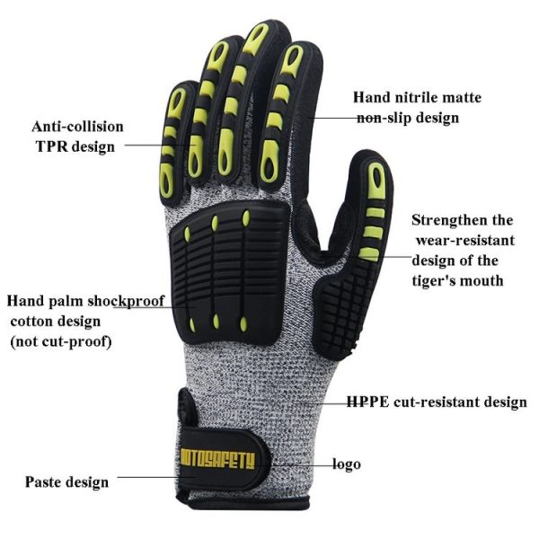 ROTOSAFETY RZT-HFZ20 Shock-Proof Anti-Smashing Anti-Cutting Anti-Collision Gloves TPR Mechanical Maintenance Fire Rescue Miners Mining Anti-Stab Gloves, Size: L - Image 4