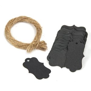 Gift Packaging Tag With Twine (100pcs / Pack Black)