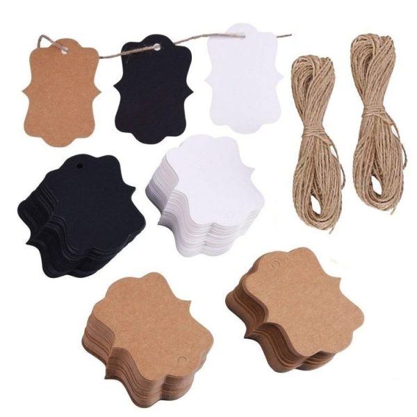 Gift Packaging Tag With Twine (100pcs / Pack Black) - Image 2