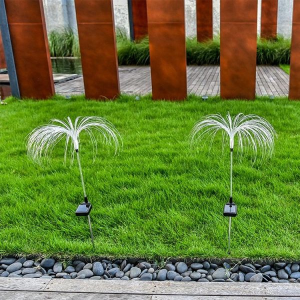 Solar Fiber Optic Jellyfish Lamp Lawn Ground Plug LED Lamp Outdoor Garden Decoration Lamp (Colorful Light) - Image 2
