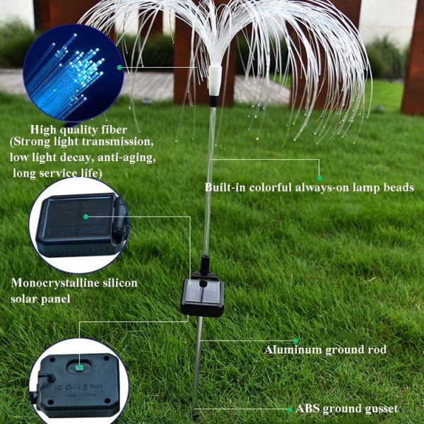 Solar Fiber Optic Jellyfish Lamp Lawn Ground Plug LED Lamp Outdoor Garden Decoration Lamp (Colorful Light) - Image 5