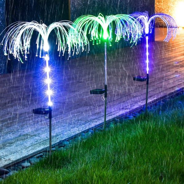 Solar Fiber Optic Jellyfish Lamp Lawn Ground Plug LED Lamp Outdoor Garden Decoration Lamp (Colorful Light) - Image 6