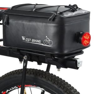 WEST BIKING Electric Bike Back Seat Driving Bag Mountain Bike Riding Waterproof Storage Bag (Black)