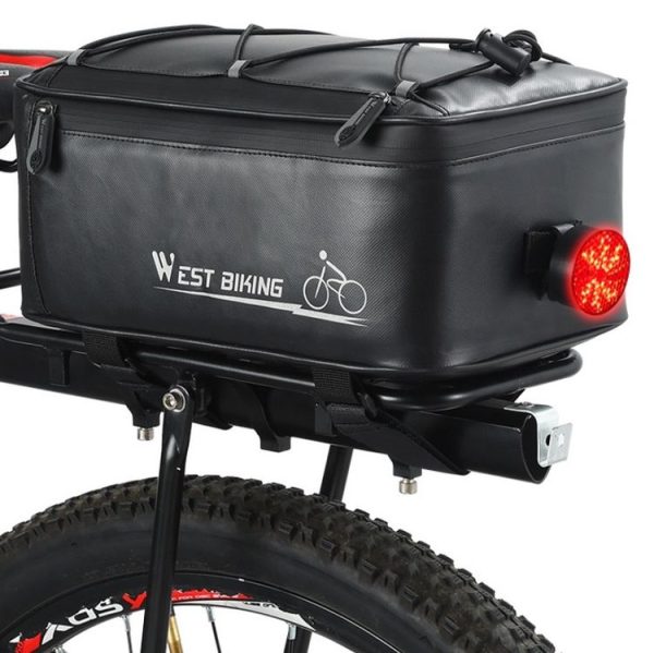 WEST BIKING Electric Bike Back Seat Driving Bag Mountain Bike Riding Waterproof Storage Bag (Black)