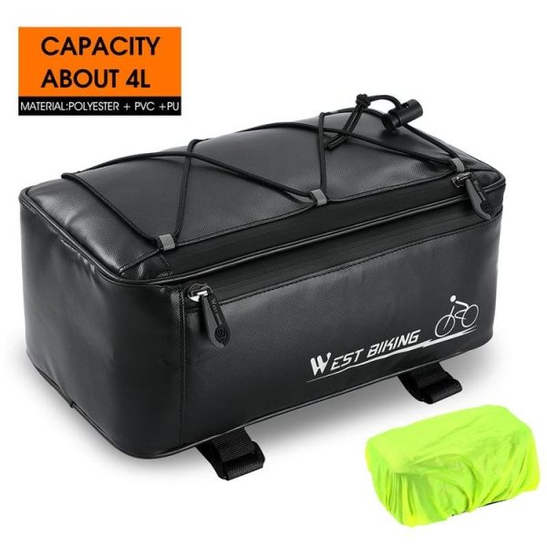 WEST BIKING Electric Bike Back Seat Driving Bag Mountain Bike Riding Waterproof Storage Bag (Black) - Image 2