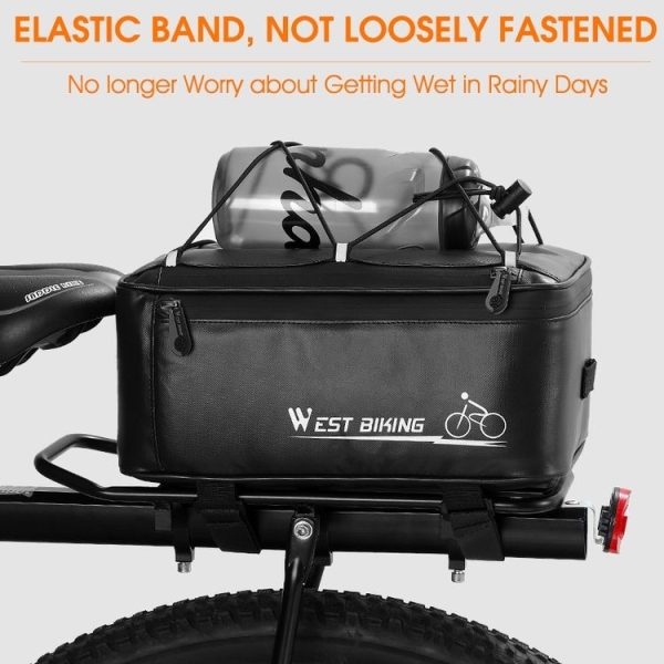 WEST BIKING Electric Bike Back Seat Driving Bag Mountain Bike Riding Waterproof Storage Bag (Black) - Image 3