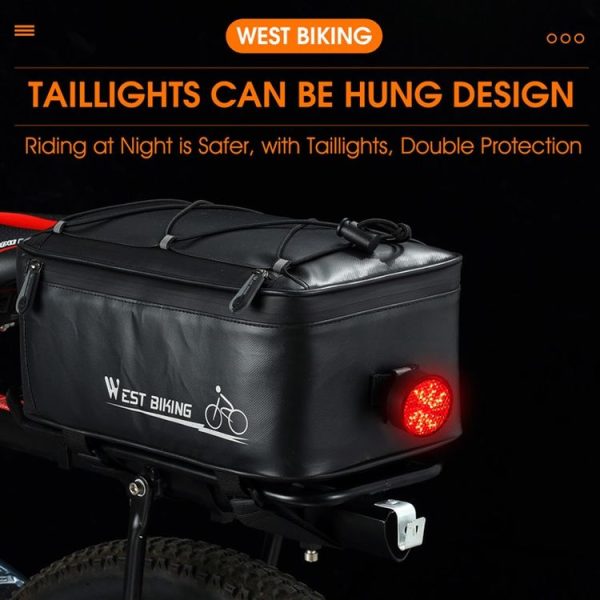 WEST BIKING Electric Bike Back Seat Driving Bag Mountain Bike Riding Waterproof Storage Bag (Black) - Image 6