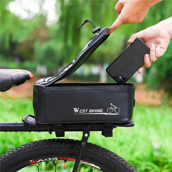 WEST BIKING Electric Bike Back Seat Driving Bag Mountain Bike Riding Waterproof Storage Bag (Black) - Image 7