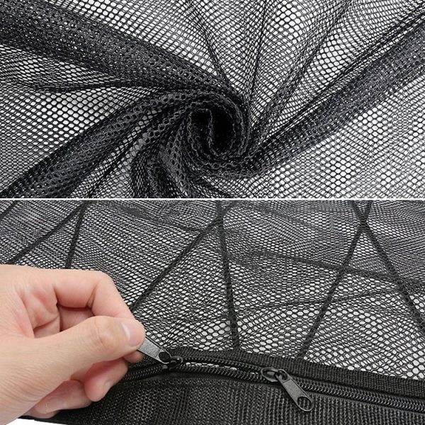 Car Ceiling Storage Net Bag Draw Rope Double-Layer Zipper Car Storage Net Pocket (80x55cm) - Image 5