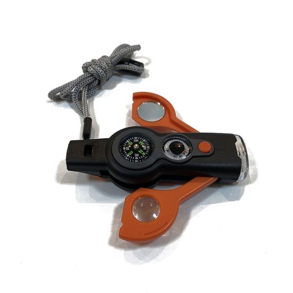 2 PCS 7 In 1 Multifunctional Field Survival Tool Compass Magnifying Glass Whistle - Image 3