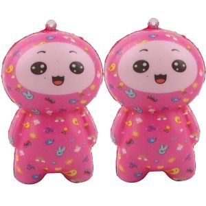 2 PCS TTPU1252 Color-Printed Smiley Face Doll Slow Rebound Decompression Toy (Pink)