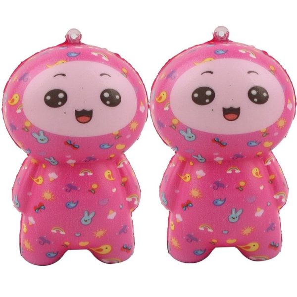 2 PCS TTPU1252 Color-Printed Smiley Face Doll Slow Rebound Decompression Toy (Pink)