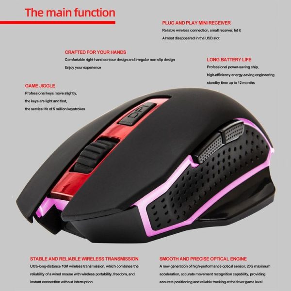 FOREV FV-W3 4 Keys Notebook Wireless Mouse RGB Colorful Luminous Mouse (Black) - Image 5