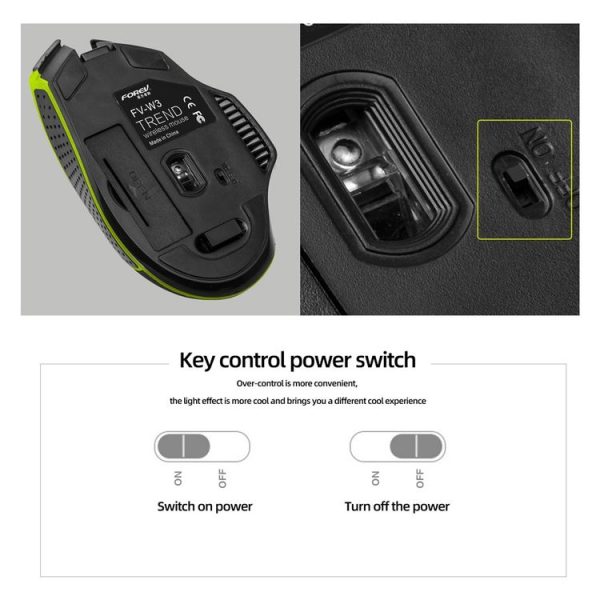 FOREV FV-W3 4 Keys Notebook Wireless Mouse RGB Colorful Luminous Mouse (Black) - Image 7