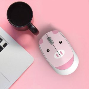 FOREV FV-T100 3 Keys 1600 DPI Cute Cartoon Girl Mouse Mini Wireless Mouse (Pink)
