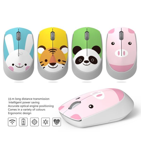 FOREV FV-T100 3 Keys 1600 DPI Cute Cartoon Girl Mouse Mini Wireless Mouse (Pink) - Image 3