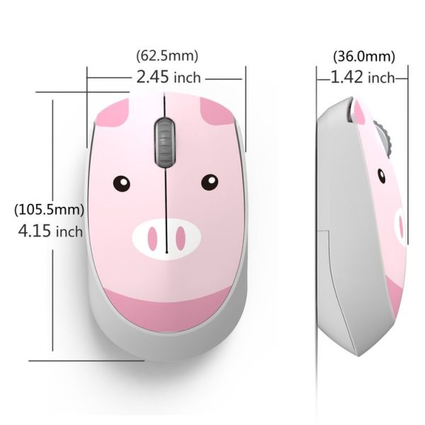 FOREV FV-T100 3 Keys 1600 DPI Cute Cartoon Girl Mouse Mini Wireless Mouse (Pink) - Image 4