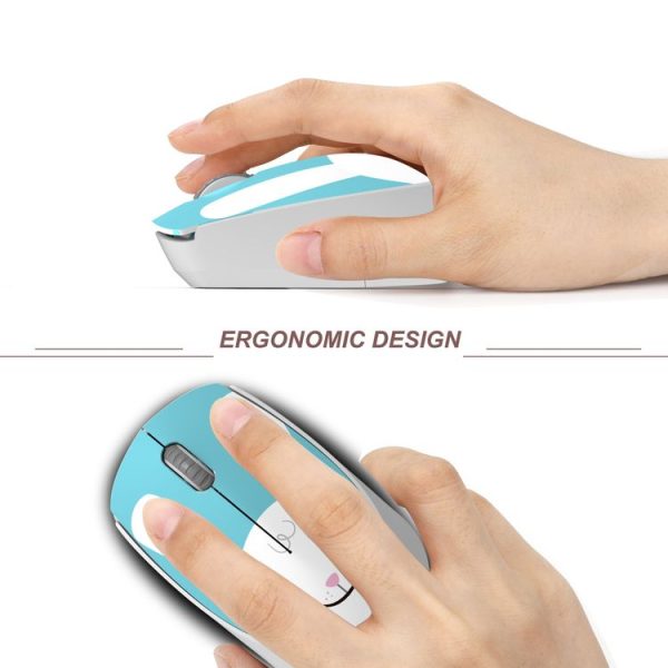 FOREV FV-T100 3 Keys 1600 DPI Cute Cartoon Girl Mouse Mini Wireless Mouse (Pink) - Image 5