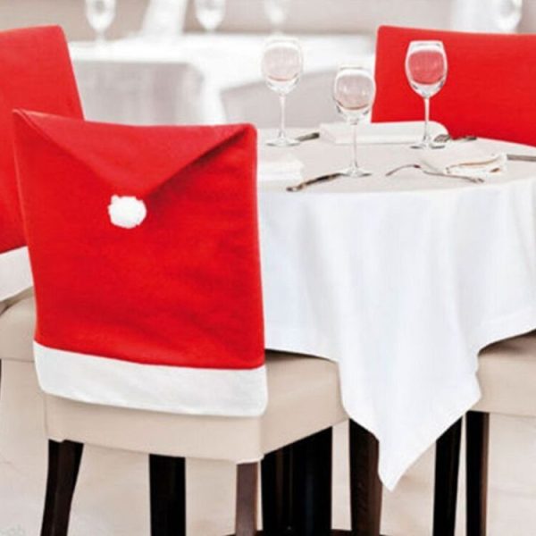 Chair Back Cover Santa Clause Red Hat for Home New Year Decor - Image 4