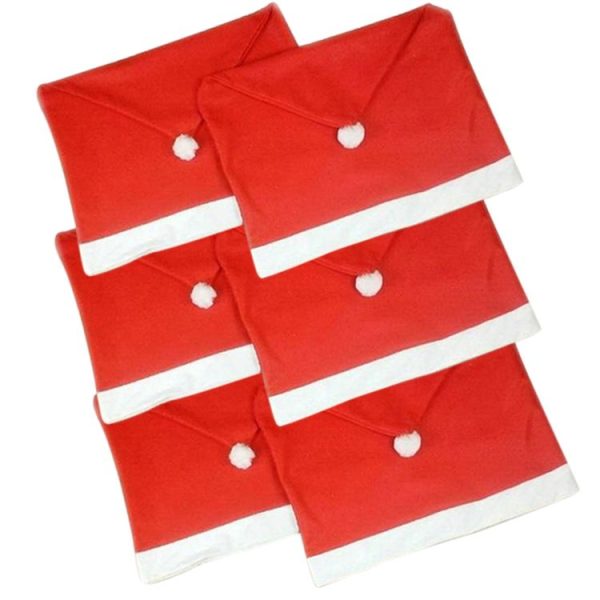 Chair Back Cover Santa Clause Red Hat for Home New Year Decor - Image 5