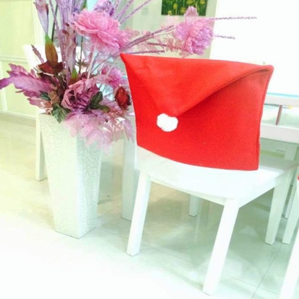 Chair Back Cover Santa Clause Red Hat for Home New Year Decor - Image 6