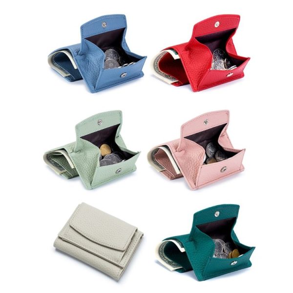 CL-2753 Leather RFID Short Coin Purse Wallet (Dark Green) - Image 2