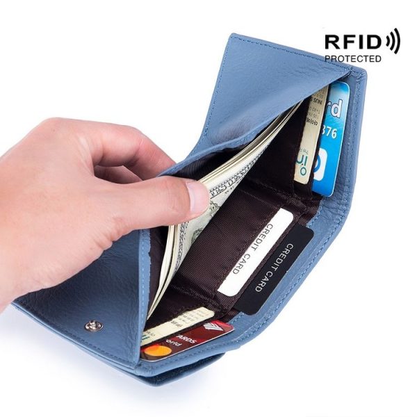 CL-2753 Leather RFID Short Coin Purse Wallet (Dark Green) - Image 4