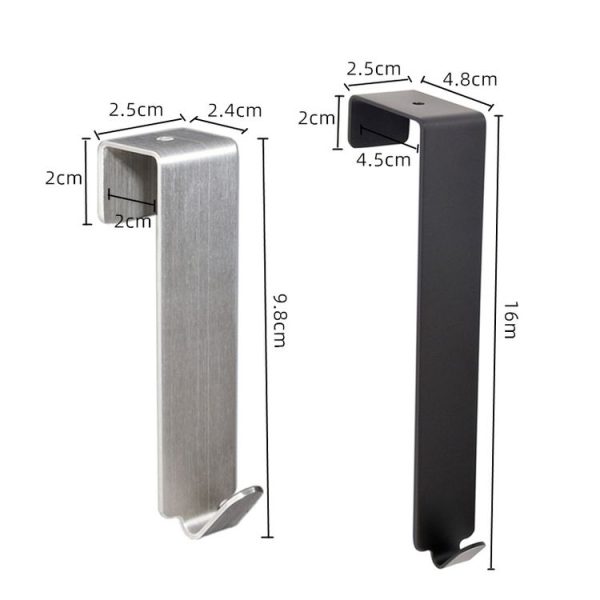 Stainless Steel Door Hook Cabinet Bedroom Door Hook, Style: Long Black - Image 3