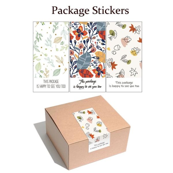 4 Packs 50 Sheets / Pack Green Leaf Rectangular Stickers Gift Box Sealing Stickers (A2) - Image 2