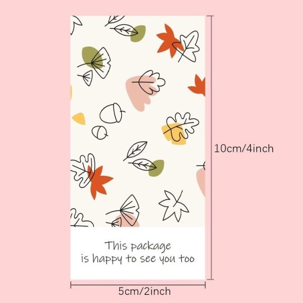 4 Packs 50 Sheets / Pack Green Leaf Rectangular Stickers Gift Box Sealing Stickers (A2) - Image 3