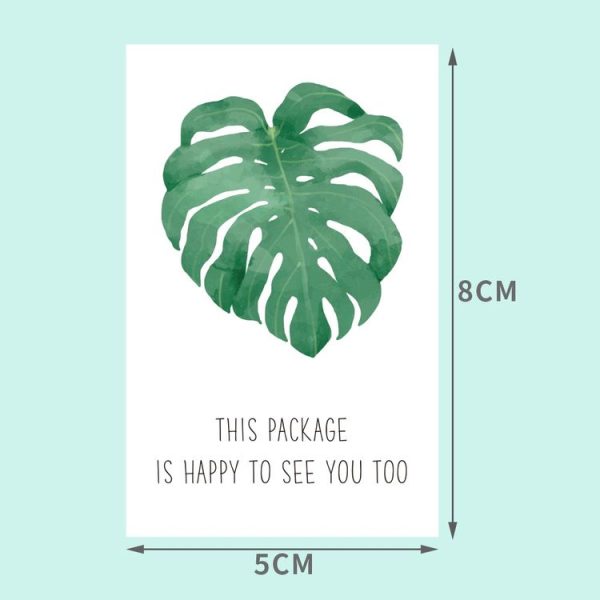 4 Packs 50 Sheets / Pack Green Leaf Rectangular Stickers Gift Box Sealing Stickers (A1) - Image 3