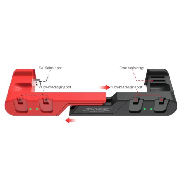 DOBE TNS-0122 4 In 1 Gamepad Charging Dock For Switch OLED (Red Black) - Image 4