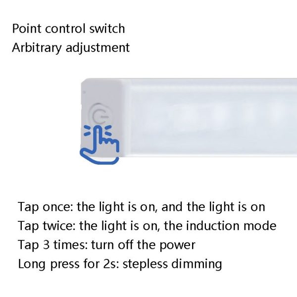 LED Human Body Induction Lamp Long Strip Charging Cabinet Lamp Strip, Size: 10cm (Silver and White Light) - Image 5