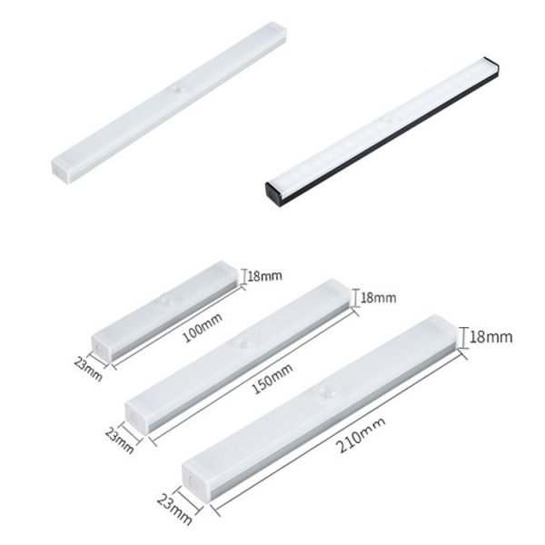 LED Human Body Induction Lamp Long Strip Charging Cabinet Lamp Strip, Size: 21cm (Silver and White Light) - Image 2