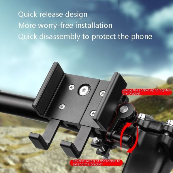 BG-BM17 Mountain Border Aluminum Alloy Rocker Mobile Phone Frame, Colour: Black 360 Degree Rotation - Image 5
