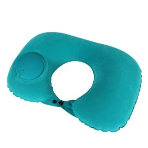 Travel Inflatable Press U-Shaped Neck Guard Pillow, Colour: Flocked U009-01(Peacock Green)