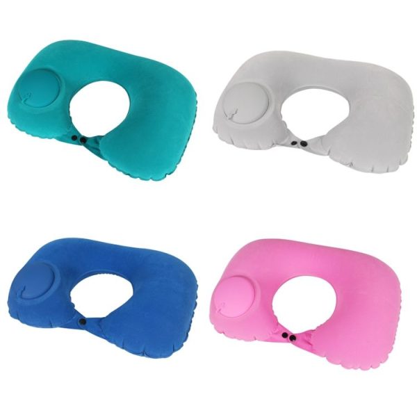Travel Inflatable Press U-Shaped Neck Guard Pillow, Colour: Flocked U009-03(Light Gray) - Image 2
