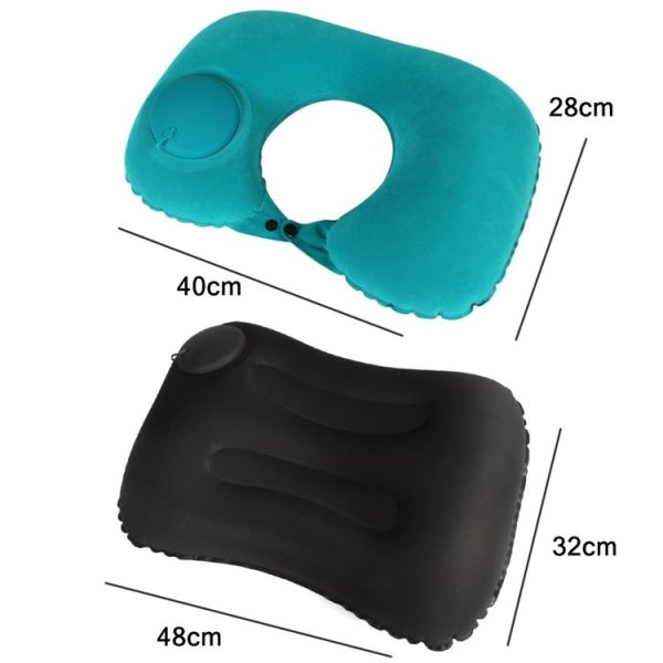 Travel Inflatable Press U-Shaped Neck Guard Pillow, Colour: Flocked U009-04(Medium Blue) - Image 3